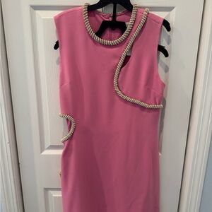 Jonathan Simkhai Pink Midi Dress with Pearl Trim